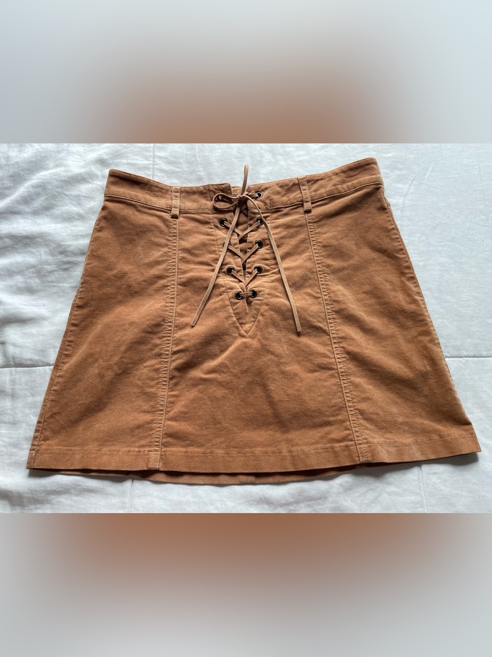 Forever21 Brown Faux Suede Lace Up Front Mini Skirt Medium Western Cowgirl Boho